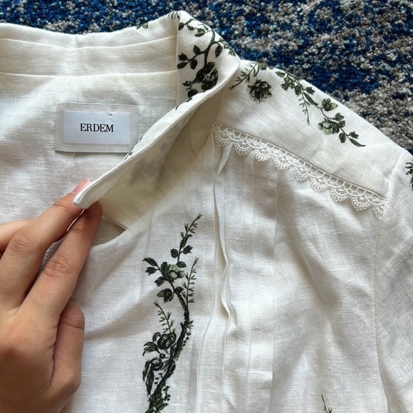 Erdem Women's White Kendrick Pintucked Floral-print Linen Midi Dress - Picture 6 of 15